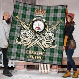 ScotsTee Shop Scottish Erskine Green Clan Crest Tartan Quilt The Golden Sword of Courageous Legacy Quilt