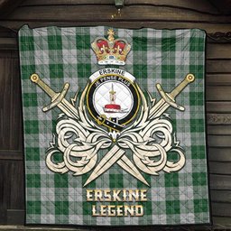 ScotsTee Shop Scottish Erskine Green Clan Crest Tartan Quilt The Golden Sword of Courageous Legacy Quilt