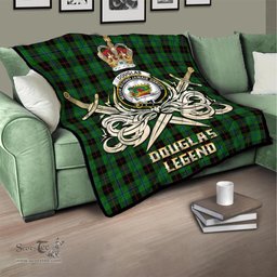 ScotsTee Shop Scottish Douglas Black Clan Crest Tartan Quilt The Golden Sword of Courageous Legacy Quilt
