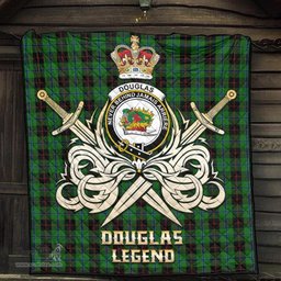 ScotsTee Shop Scottish Douglas Black Clan Crest Tartan Quilt The Golden Sword of Courageous Legacy Quilt