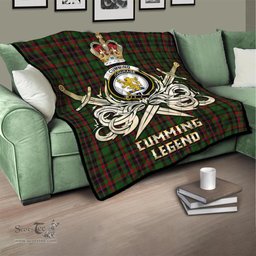 ScotsTee Shop Scottish Cumming Hunting Clan Crest Tartan Quilt The Golden Sword of Courageous Legacy Quilt