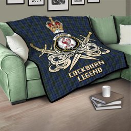 ScotsTee Shop Scottish Cockburn Blue Clan Crest Tartan Quilt The Golden Sword of Courageous Legacy Quilt