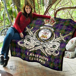 ScotsTee Shop Scottish Cameron of Erracht Modern Clan Crest Tartan Quilt The Golden Sword of Courageous Legacy Quilt