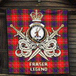 ScotsTee Shop Scottish Fraser Modern Clan Crest Tartan Quilt The Golden Sword of Courageous Legacy Quilt
