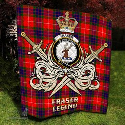 ScotsTee Shop Scottish Fraser Modern Clan Crest Tartan Quilt The Golden Sword of Courageous Legacy Quilt