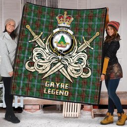 ScotsTee Shop Scottish Gayre Clan Crest Tartan Quilt The Golden Sword of Courageous Legacy Quilt