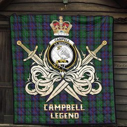 ScotsTee Shop Scottish Campbell of Cawdor Clan Crest Tartan Quilt The Golden Sword of Courageous Legacy Quilt