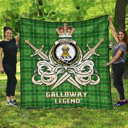 ScotsTee Shop Scottish Galloway Clan Crest Tartan Quilt The Golden Sword of Courageous Legacy Quilt