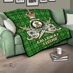 ScotsTee Shop Scottish Galloway Clan Crest Tartan Quilt The Golden Sword of Courageous Legacy Quilt