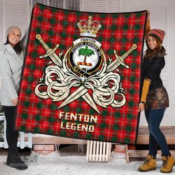 ScotsTee Shop Scottish Fenton Clan Crest Tartan Quilt The Golden Sword of Courageous Legacy Quilt