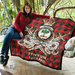ScotsTee Shop Scottish Fenton Clan Crest Tartan Quilt The Golden Sword of Courageous Legacy Quilt