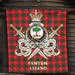 ScotsTee Shop Scottish Fenton Clan Crest Tartan Quilt The Golden Sword of Courageous Legacy Quilt