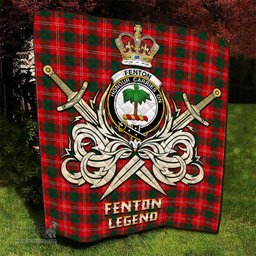 ScotsTee Shop Scottish Fenton Clan Crest Tartan Quilt The Golden Sword of Courageous Legacy Quilt