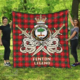 ScotsTee Shop Scottish Fenton Clan Crest Tartan Quilt The Golden Sword of Courageous Legacy Quilt