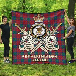 ScotsTee Shop Scottish Fotheringham Modern Clan Crest Tartan Quilt The Golden Sword of Courageous Legacy Quilt