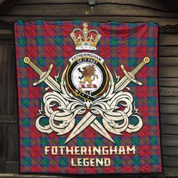 ScotsTee Shop Scottish Fotheringham Modern Clan Crest Tartan Quilt The Golden Sword of Courageous Legacy Quilt
