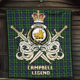 ScotsTee Shop Scottish Campbell of Breadalbane Clan Crest Tartan Quilt The Golden Sword of Courageous Legacy Quilt
