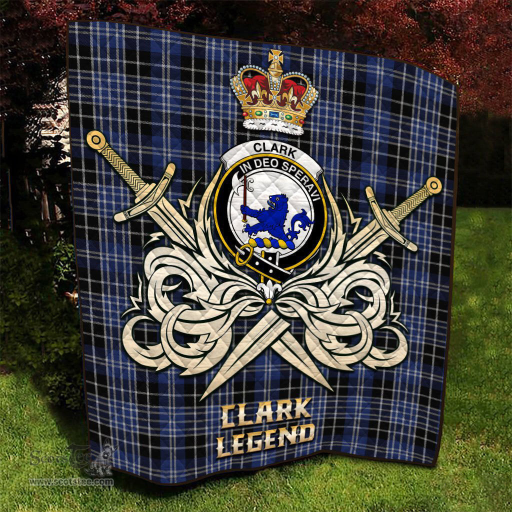 ScotsTee Shop Scottish Clark (Lion) Clan Crest Tartan Quilt The Golden Sword of Courageous Legacy Quilt