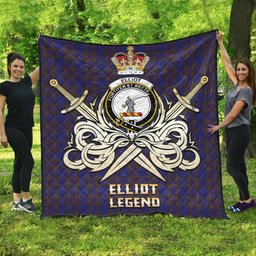 ScotsTee Shop Scottish Elliot Clan Crest Tartan Quilt The Golden Sword of Courageous Legacy Quilt