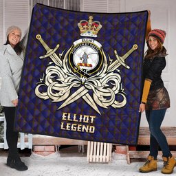 ScotsTee Shop Scottish Elliot Clan Crest Tartan Quilt The Golden Sword of Courageous Legacy Quilt