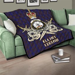 ScotsTee Shop Scottish Elliot Clan Crest Tartan Quilt The Golden Sword of Courageous Legacy Quilt