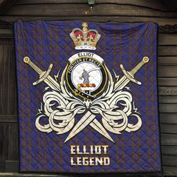 ScotsTee Shop Scottish Elliot Clan Crest Tartan Quilt The Golden Sword of Courageous Legacy Quilt
