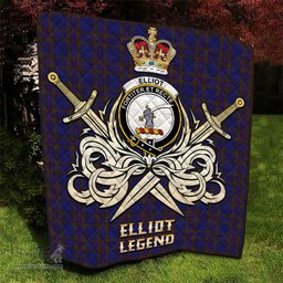 ScotsTee Shop Scottish Elliot Clan Crest Tartan Quilt The Golden Sword of Courageous Legacy Quilt