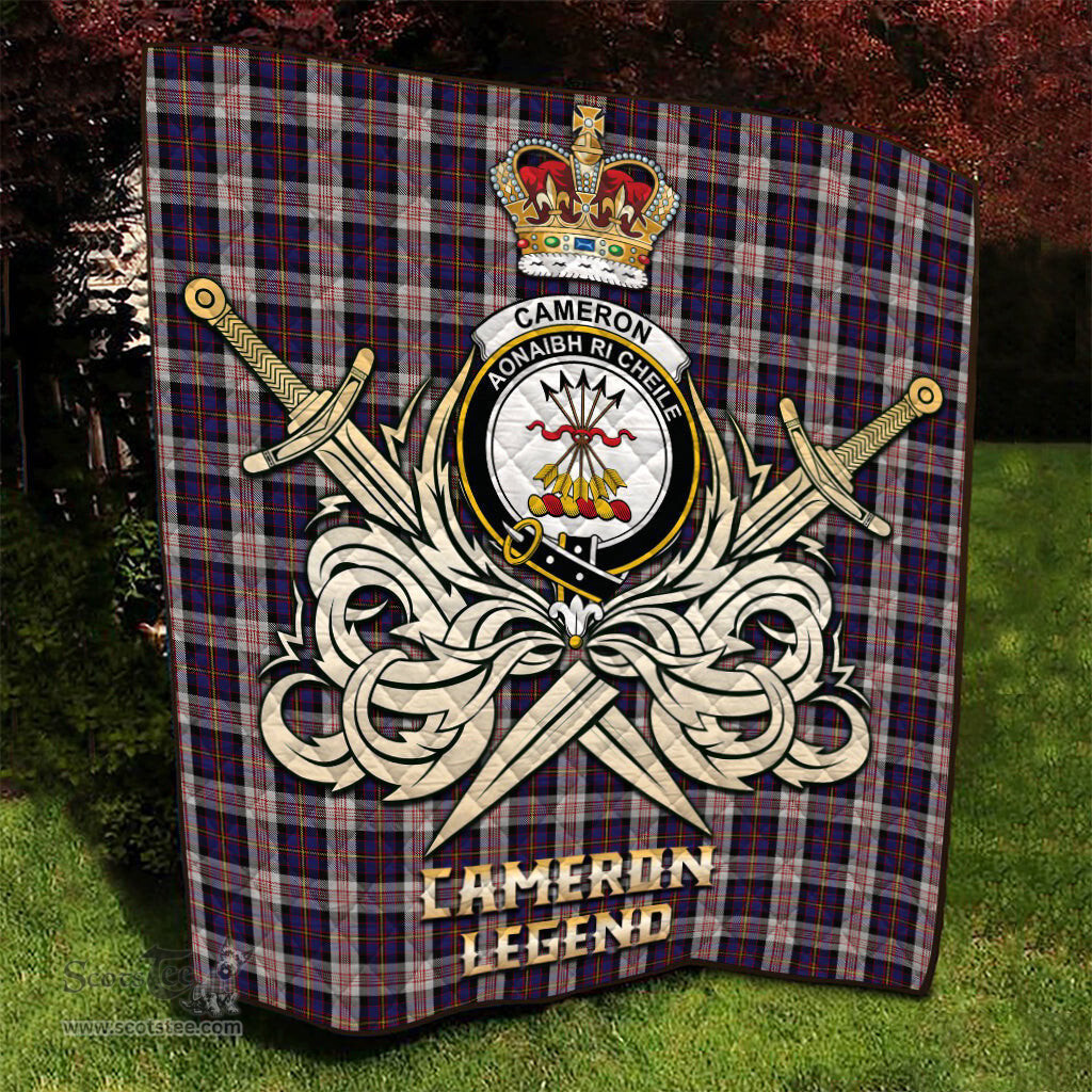 ScotsTee Shop Scottish Cameron of Erracht Dress Clan Crest Tartan Quilt The Golden Sword of Courageous Legacy Quilt
