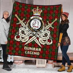 ScotsTee Shop Scottish Dunbar Clan Crest Tartan Quilt The Golden Sword of Courageous Legacy Quilt