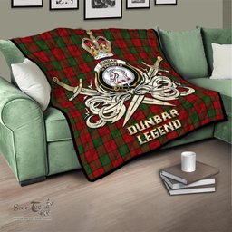 ScotsTee Shop Scottish Dunbar Clan Crest Tartan Quilt The Golden Sword of Courageous Legacy Quilt