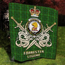 ScotsTee Shop Scottish Forrester Hunting Clan Crest Tartan Quilt The Golden Sword of Courageous Legacy Quilt