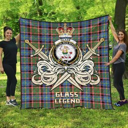 ScotsTee Shop Scottish Glass Clan Crest Tartan Quilt The Golden Sword of Courageous Legacy Quilt