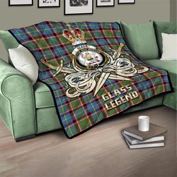 ScotsTee Shop Scottish Glass Clan Crest Tartan Quilt The Golden Sword of Courageous Legacy Quilt