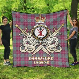 ScotsTee Shop Scottish Crawford Ancient Clan Crest Tartan Quilt The Golden Sword of Courageous Legacy Quilt