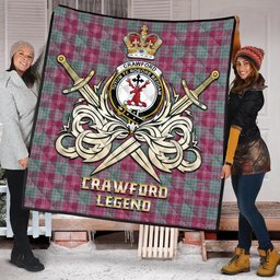 ScotsTee Shop Scottish Crawford Ancient Clan Crest Tartan Quilt The Golden Sword of Courageous Legacy Quilt