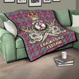 ScotsTee Shop Scottish Crawford Ancient Clan Crest Tartan Quilt The Golden Sword of Courageous Legacy Quilt