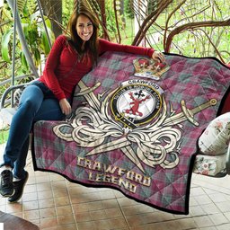 ScotsTee Shop Scottish Crawford Ancient Clan Crest Tartan Quilt The Golden Sword of Courageous Legacy Quilt