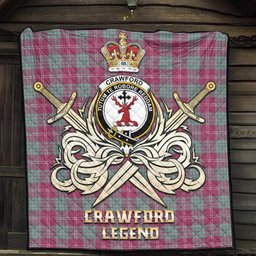 ScotsTee Shop Scottish Crawford Ancient Clan Crest Tartan Quilt The Golden Sword of Courageous Legacy Quilt