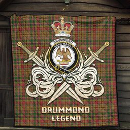 ScotsTee Shop Scottish Drummond of Strathallan Clan Crest Tartan Quilt The Golden Sword of Courageous Legacy Quilt