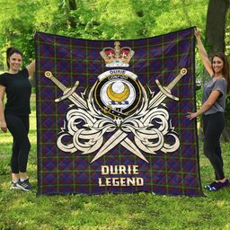 ScotsTee Shop Scottish Durie Clan Crest Tartan Quilt The Golden Sword of Courageous Legacy Quilt