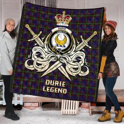 ScotsTee Shop Scottish Durie Clan Crest Tartan Quilt The Golden Sword of Courageous Legacy Quilt