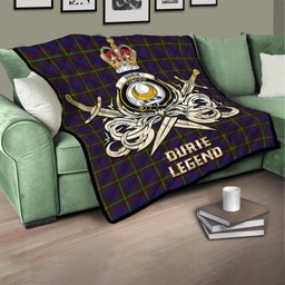 ScotsTee Shop Scottish Durie Clan Crest Tartan Quilt The Golden Sword of Courageous Legacy Quilt