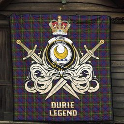 ScotsTee Shop Scottish Durie Clan Crest Tartan Quilt The Golden Sword of Courageous Legacy Quilt