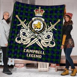 ScotsTee Shop Scottish Campbell Modern Clan Crest Tartan Quilt The Golden Sword of Courageous Legacy Quilt