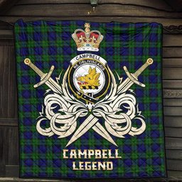 ScotsTee Shop Scottish Campbell Modern Clan Crest Tartan Quilt The Golden Sword of Courageous Legacy Quilt
