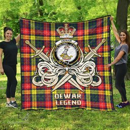 ScotsTee Shop Scottish Dewar Clan Crest Tartan Quilt The Golden Sword of Courageous Legacy Quilt