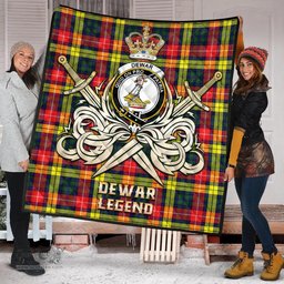 ScotsTee Shop Scottish Dewar Clan Crest Tartan Quilt The Golden Sword of Courageous Legacy Quilt