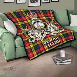 ScotsTee Shop Scottish Dewar Clan Crest Tartan Quilt The Golden Sword of Courageous Legacy Quilt