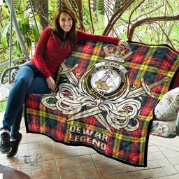 ScotsTee Shop Scottish Dewar Clan Crest Tartan Quilt The Golden Sword of Courageous Legacy Quilt