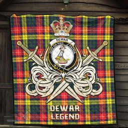 ScotsTee Shop Scottish Dewar Clan Crest Tartan Quilt The Golden Sword of Courageous Legacy Quilt
